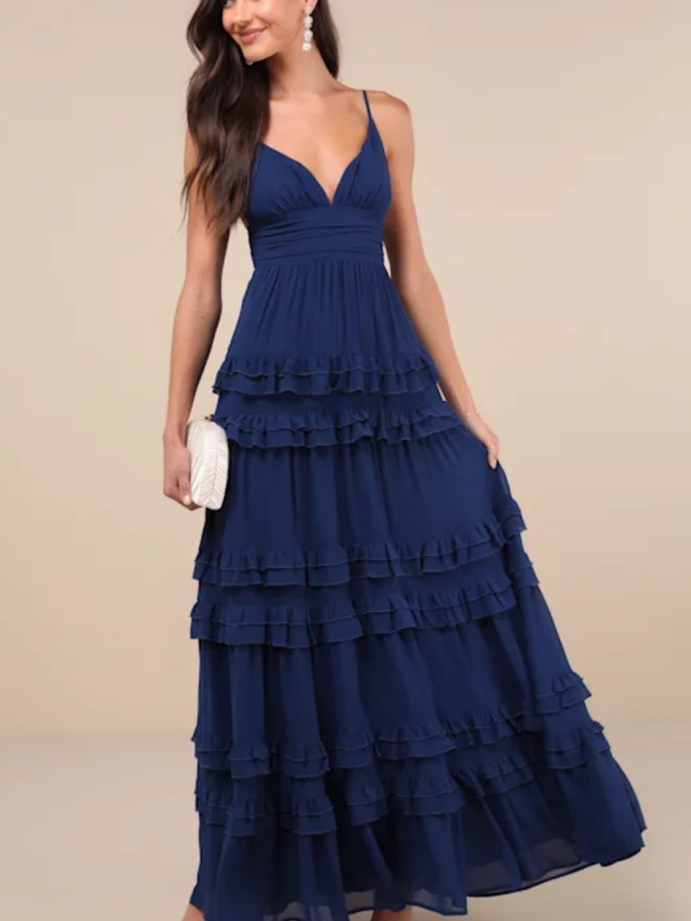 Lulu's Navy Blue Ruffle Tiered Maxi Dress